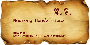 Mudrony Honóriusz névjegykártya